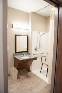 Resident bathroom at Cascadia of Boise, Idaho a skilled nursing and rehabilitation facility
