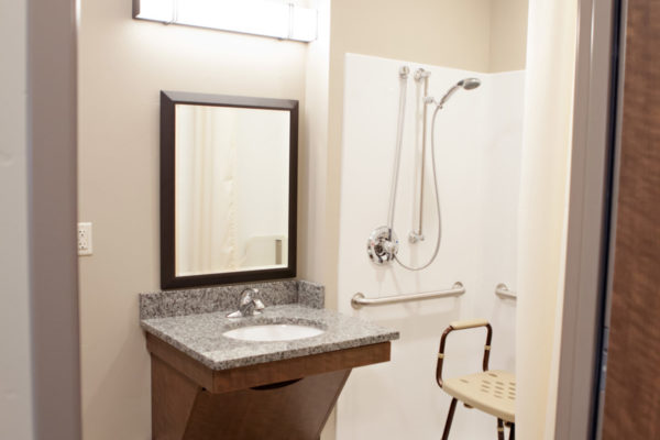 Resident bathroom at Cascadia of Boise, Idaho a skilled nursing and rehabilitation facility