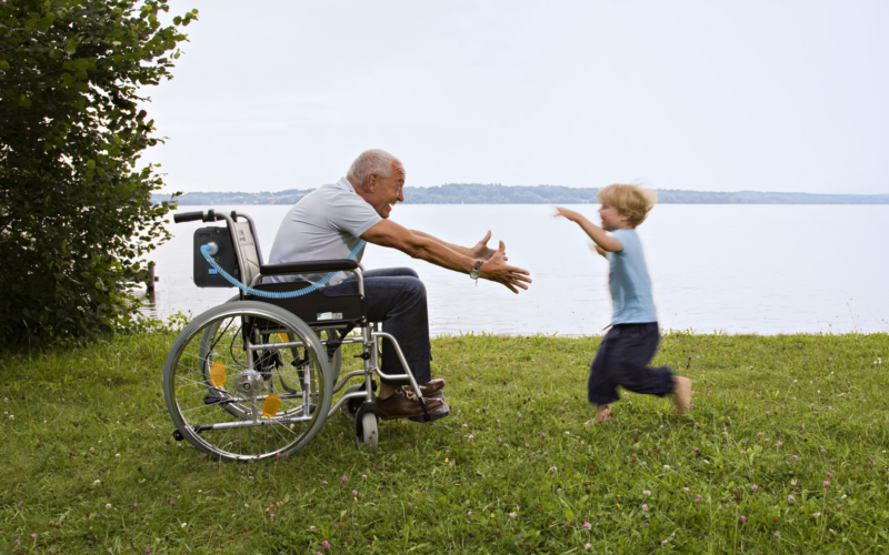 A senior resident happy to see a visitor at Cascadia of Boise, Idaho